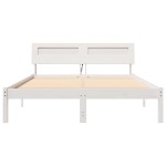 vidaXL Cadru de pat Alb 135 x 190 cm Lemn de brad solid