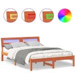 vidaXL Cadru de pat Maro ceruit 135 x 190 cm Lemn masiv de pin vidaXL Cadru de pat Maro ceruit 135 x 190 cm Lemn masiv de pin