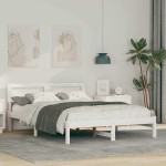 vidaXL Cadru de pat Alb 120 x 190 cm Lemn de brad solid