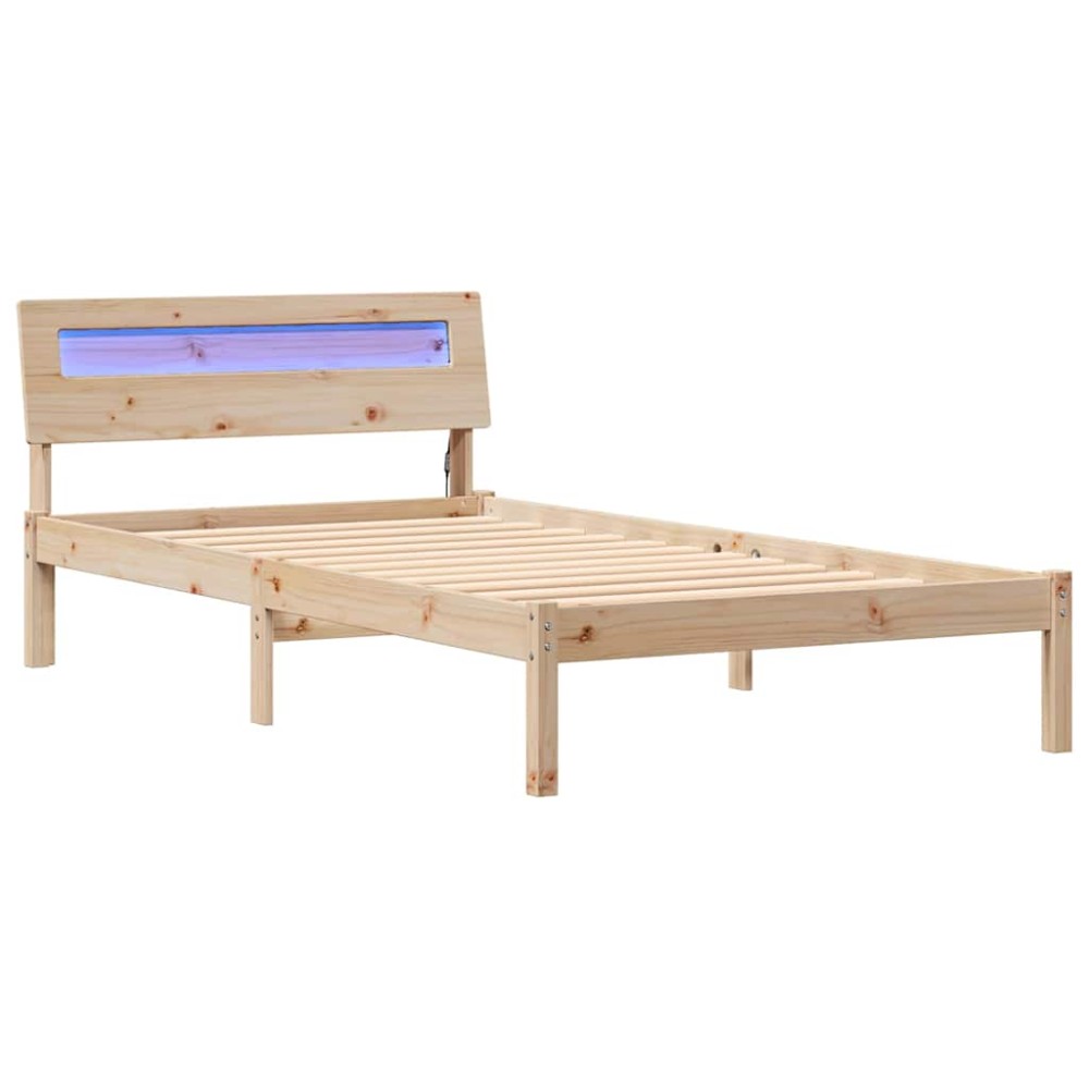 vidaXL Cadru de pat cu headboard Maro 100 x 200 cm Lemn masiv de pin