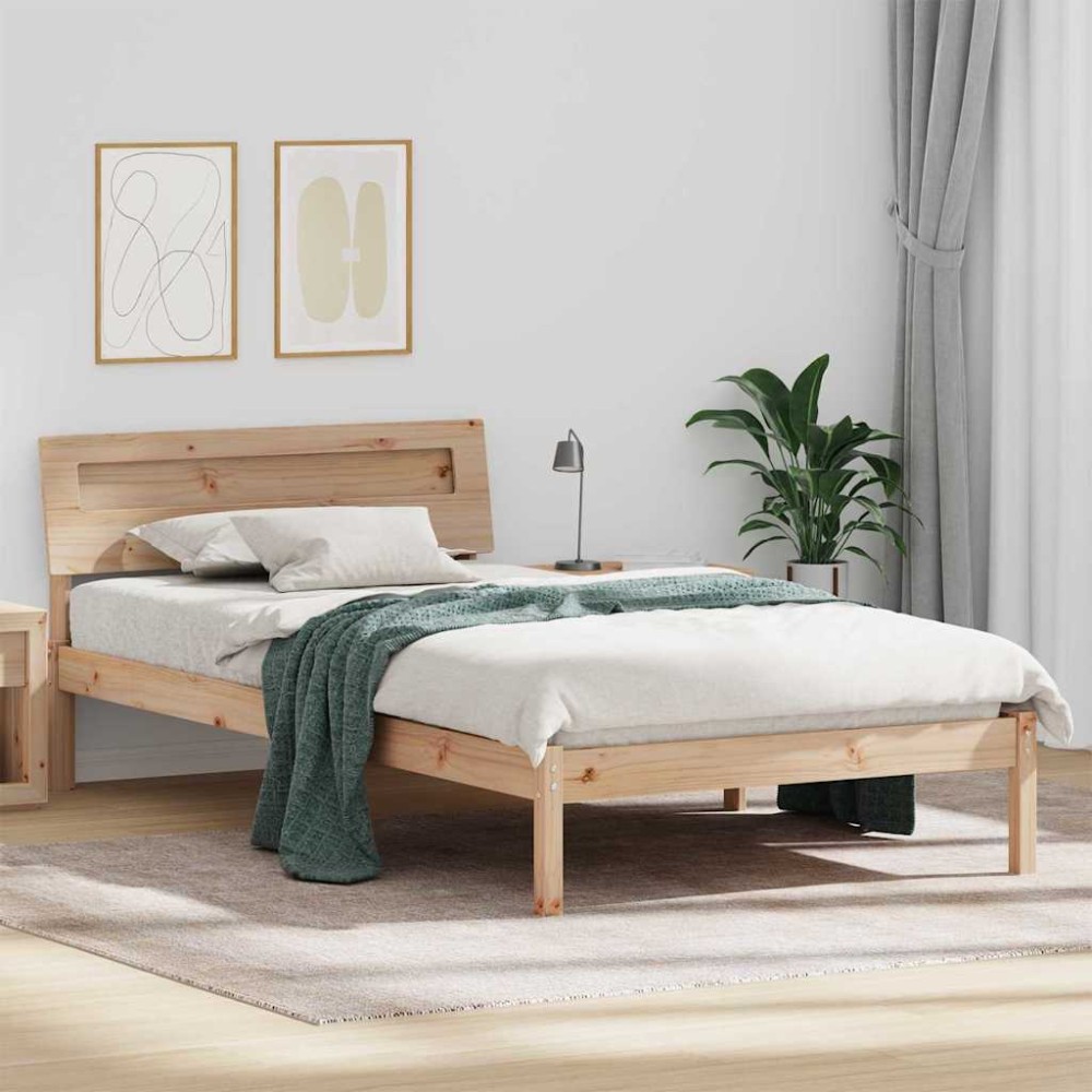 vidaXL Cadru de pat cu headboard Maro 100 x 200 cm Lemn masiv de pin