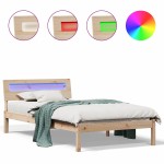 vidaXL Cadru de pat cu headboard Maro 100 x 200 cm Lemn masiv de pin vidaXL Cadru de pat cu headboard Maro 100 x 200 cm Lemn masiv de pin