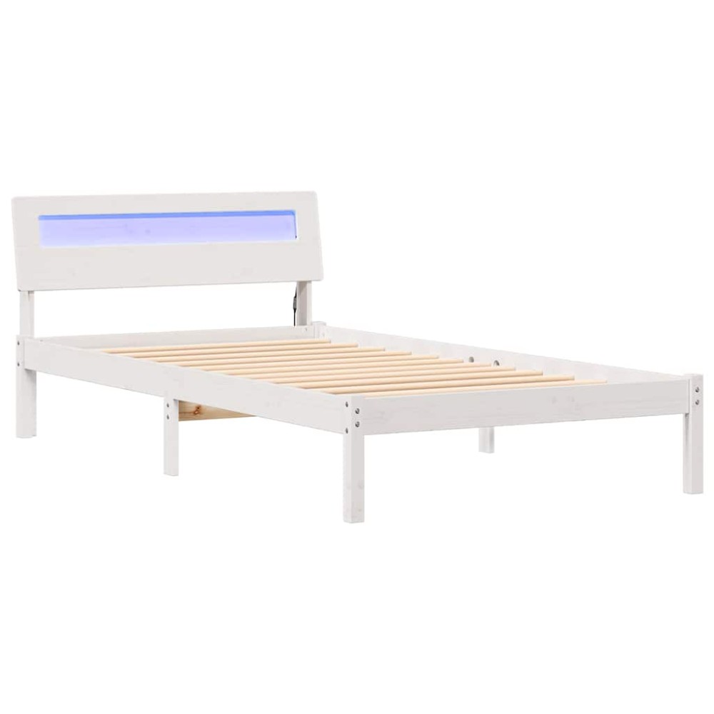 vidaXL Cadru de pat Alb 80 x 200 cm Lemn de brad solid