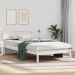 vidaXL Cadru de pat cu headboard Alb 80 x 200 cm Lemn masiv de pin