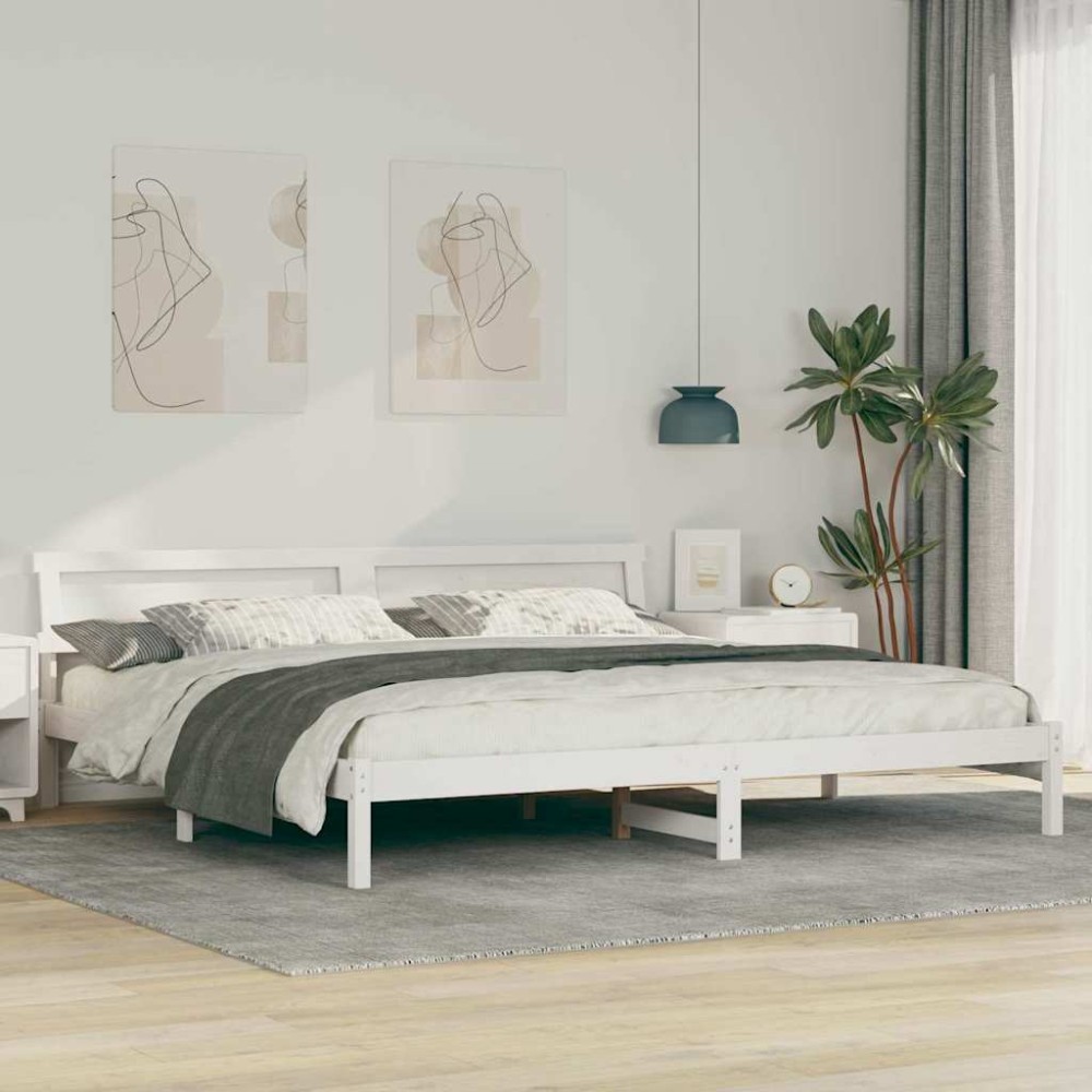 vidaXL Cadru de pat Alb 180 x 200 cm Lemn de brad solid