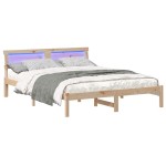 vidaXL Cadru de pat cu headboard Maro 160 x 200 cm Lemn de pin masiv