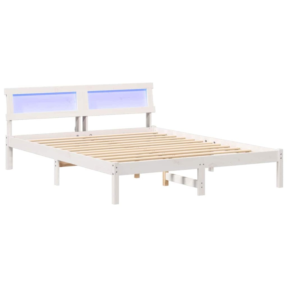 vidaXL Cadru de pat Alb 160 x 200 cm Lemn de brad