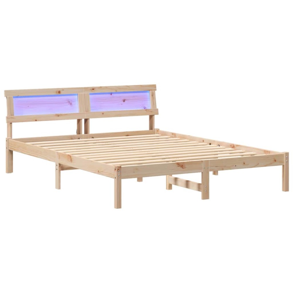 vidaXL Cadru de pat cu headboard Maro 150 x 200 cm Lemn masiv de pin