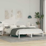 vidaXL Cadru de pat Alb 150 x 200 cm Lemn de brad solid vidaXL Cadru de pat Alb 150 x 200 cm Lemn de brad solid