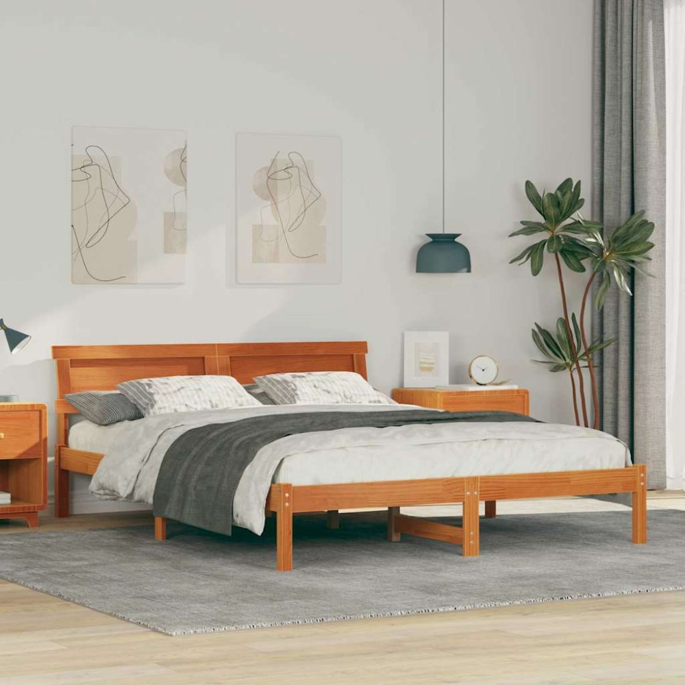 vidaXL Cadru de pat Maro ceruit 140 x 200 cm Lemn masiv de pin