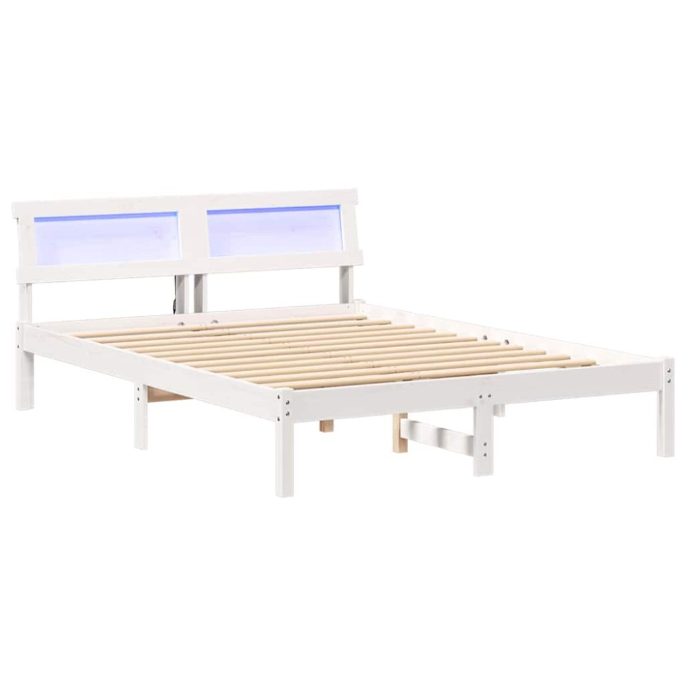 vidaXL Cadru de pat Alb 140 x 190 cm Lemn de brad solid