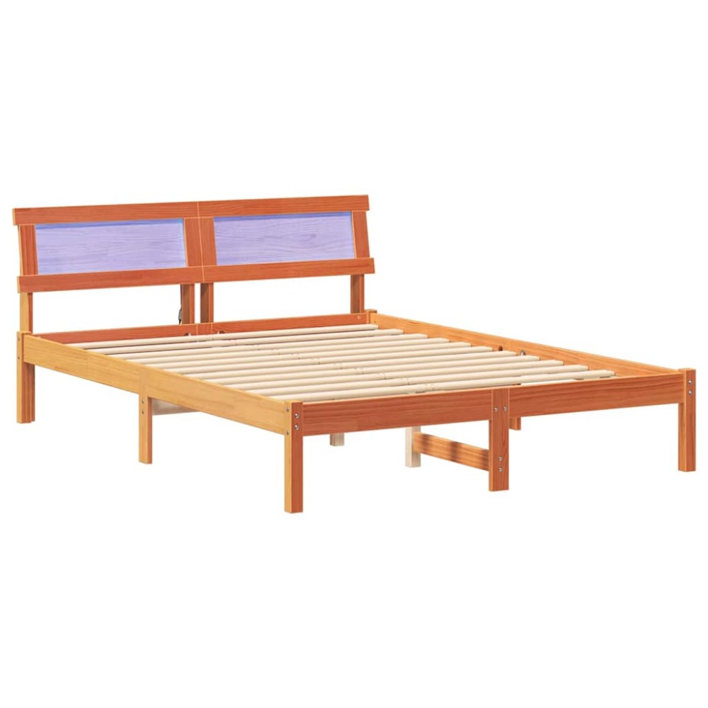 vidaXL Cadru de pat Maro ceruit 140 x 190 cm Lemn masiv de pin