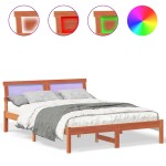 vidaXL Cadru de pat Maro ceruit 140 x 190 cm Lemn masiv de pin vidaXL Cadru de pat Maro ceruit 140 x 190 cm Lemn masiv de pin