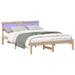 vidaXL Cadru de pat cu headboard Maro 135 x 190 cm Lemn masiv de pin vidaXL Cadru de pat cu headboard Maro 135 x 190 cm Lemn masiv de pin