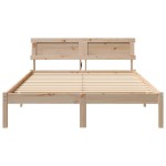 vidaXL Cadru de pat cu headboard Maro 135 x 190 cm Lemn masiv de pin vidaXL Cadru de pat cu headboard Maro 135 x 190 cm Lemn masiv de pin