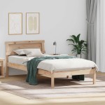 vidaXL Cadru de pat cu headboard Maro 100 x 200 cm Lemn masiv de pin vidaXL Cadru de pat cu headboard Maro 100 x 200 cm Lemn masiv de pin