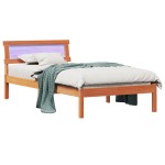 vidaXL Cadru de pat Maro ceruit 100 x 200 cm Lemn masiv de pin vidaXL Cadru de pat Maro ceruit 100 x 200 cm Lemn masiv de pin