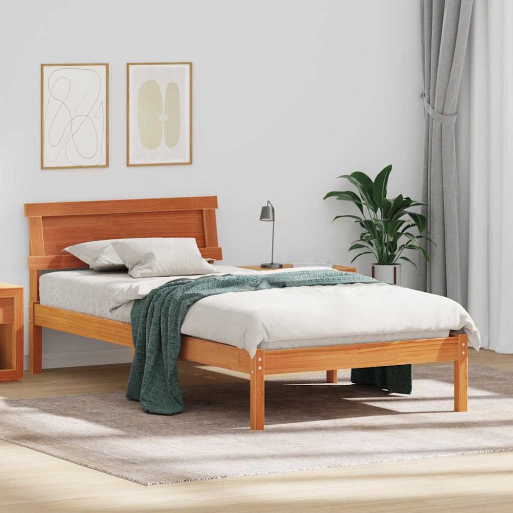 vidaXL Cadru de pat ceară maro Maro ceruit 90 x 200 cm