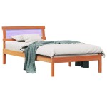 vidaXL Cadru de pat Maro ceruit 90 x 200 cm Lemn masiv de pin vidaXL Cadru de pat Maro ceruit 90 x 200 cm Lemn masiv de pin