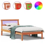 vidaXL Cadru de pat Maro ceruit 90 x 200 cm Lemn masiv de pin vidaXL Cadru de pat Maro ceruit 90 x 200 cm Lemn masiv de pin