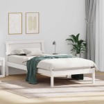 vidaXL Cadru de pat cu headboard Alb 80 x 200 cm Lemn masiv de pin