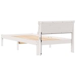 vidaXL Cadru de pat cu headboard Alb 75 x 190 cm Lemn masiv de pin