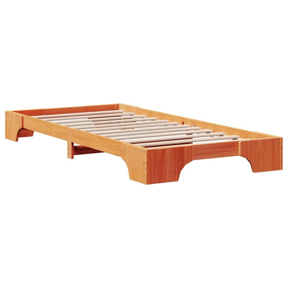 vidaXL Cadru de pat Maro ceruit 207 x 107 x 17 cm Lemn masiv de pin