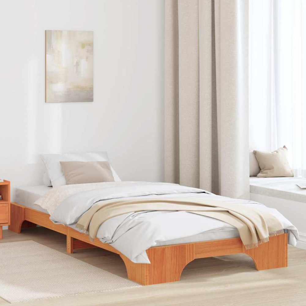 vidaXL Cadru de pat Maro ceruit 207 x 107 x 17 cm Lemn masiv de pin