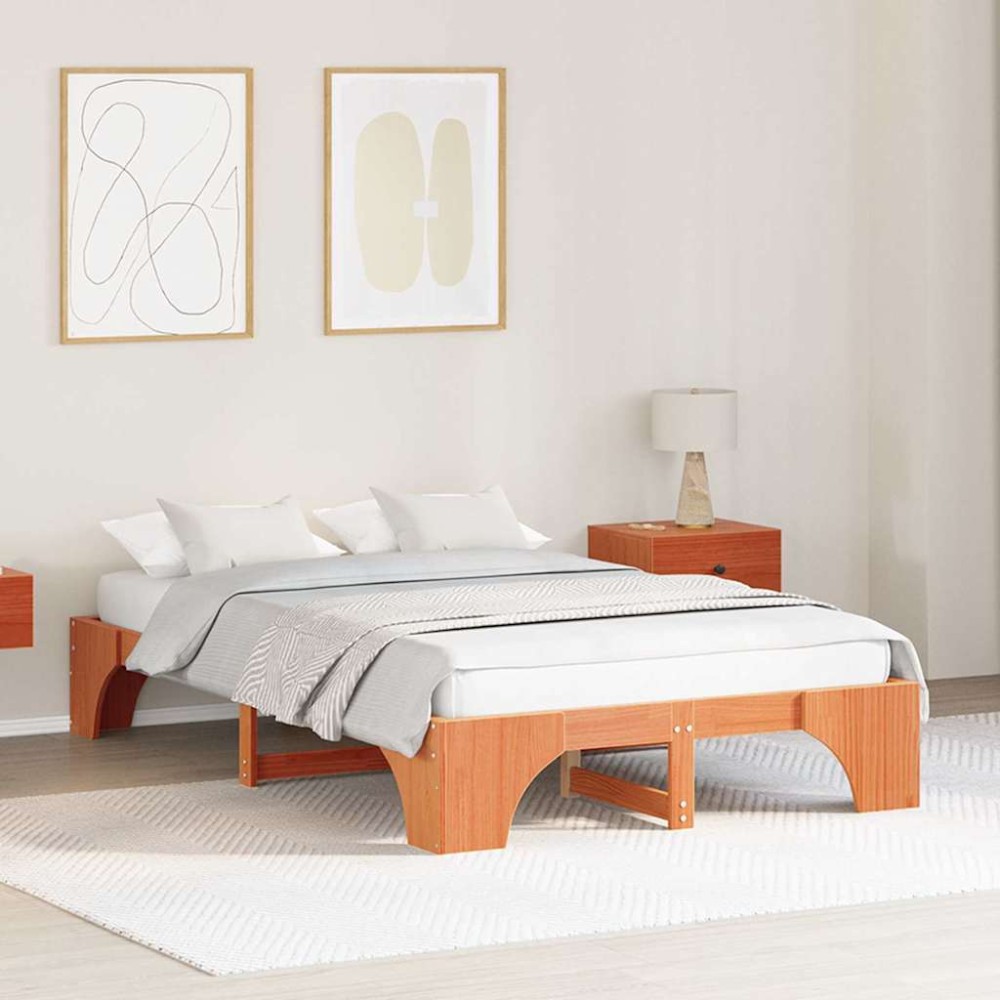 vidaXL Cadru de pat Maro ceruit 197 x 127 x 30 cm Lemn masiv de pin