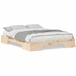 vidaXL Cadru de pat de podea cu depozitare Maro Lemn masiv de pin vidaXL Cadru de pat de podea cu depozitare Maro Lemn masiv de pin