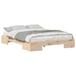 vidaXL Cadru de pat de podea cu depozitare Maro Lemn masiv de pin vidaXL Cadru de pat de podea cu depozitare Maro Lemn masiv de pin