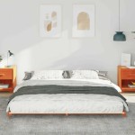 vidaXL Cadru de pat de podea Maro ceruit 200 x 200 cm vidaXL Cadru de pat de podea Maro ceruit 200 x 200 cm