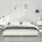 vidaXL Cadru de pat de podea Alb 180 x 200 cm Lemn masiv de pin vidaXL Cadru de pat de podea Alb 180 x 200 cm Lemn masiv de pin