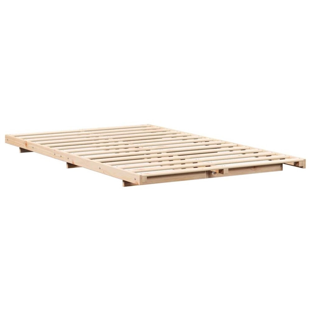 vidaXL Cadru de pat de podea Maro 140 x 190 cm Lemn masiv de pin