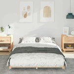 vidaXL Cadru de pat de podea Maro 140 x 190 cm Lemn masiv de pin vidaXL Cadru de pat de podea Maro 140 x 190 cm Lemn masiv de pin