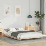 vidaXL Cadru de pat de podea Maro 135 x 190 cm Lemn masiv de pin vidaXL Cadru de pat de podea Maro 135 x 190 cm Lemn masiv de pin