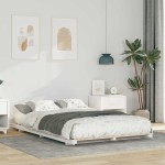 vidaXL Cadru de pat de podea Alb 135 x 190 cm Lemn masiv de pin vidaXL Cadru de pat de podea Alb 135 x 190 cm Lemn masiv de pin
