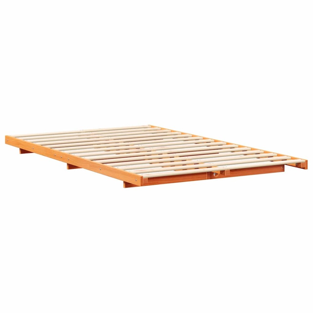 vidaXL Cadru de pat de podea Maro ceruit 135 x 190 cm