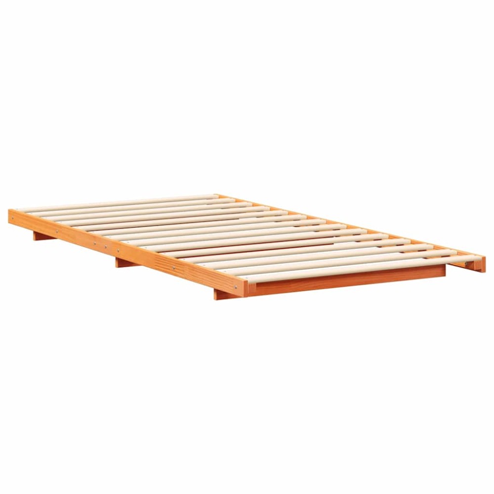vidaXL Cadru de pat de podea Maro ceruit 90 x 200 cm Lemn masiv de pin