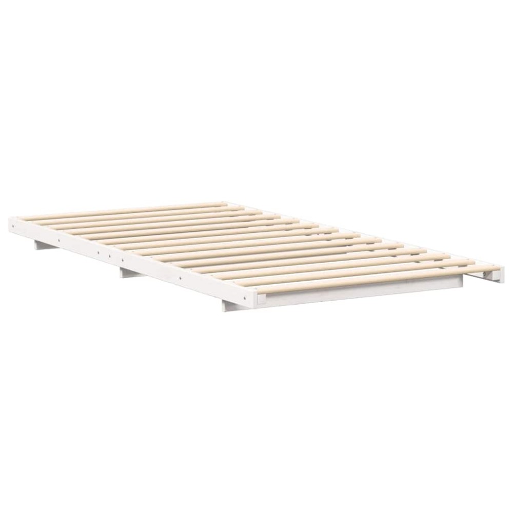vidaXL Cadru de pat de podea Alb 75 x 190 cm Lemn masiv de pin