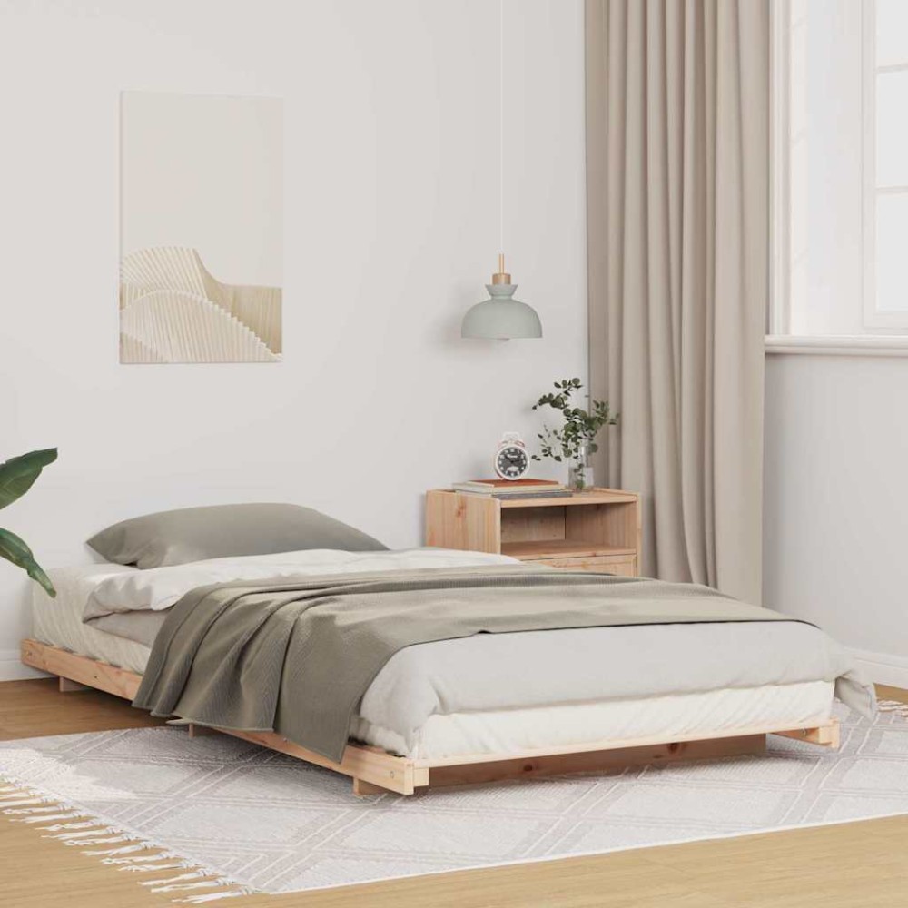 vidaXL Cadru de pat de podea Maro 90 x 210 cm Lemn masiv de pin