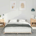 vidaXL Cadru de pat de podea Maro 140 x 210 cm Lemn masiv de pin vidaXL Cadru de pat de podea Maro 140 x 210 cm Lemn masiv de pin