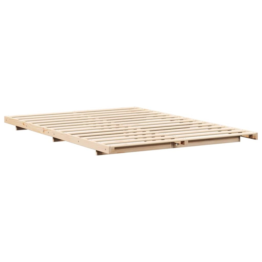 vidaXL Cadru de pat de podea Maro 140 x 220 cm Lemn masiv de pin