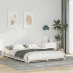 vidaXL Cadru de pat de podea Alb 140 x 220 cm Lemn masiv de pin vidaXL Cadru de pat de podea Alb 140 x 220 cm Lemn masiv de pin