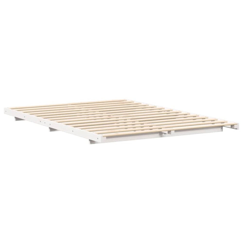 vidaXL Cadru de pat de podea Alb 160 x 220 cm Lemn masiv de pin