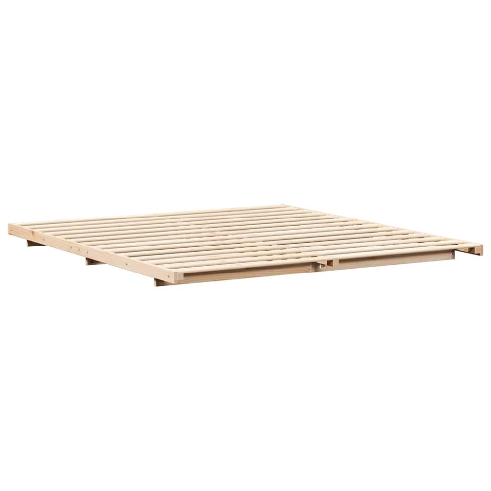vidaXL Cadru de pat de podea Maro 180 x 220 cm Lemn masiv de pin