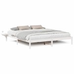 vidaXL Cadru de pat Alb 180 x 200 cm Lemn de pin masiv