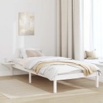 vidaXL Cadru de pat cu mese laterale Alb Alb vidaXL Cadru de pat cu mese laterale Alb Alb