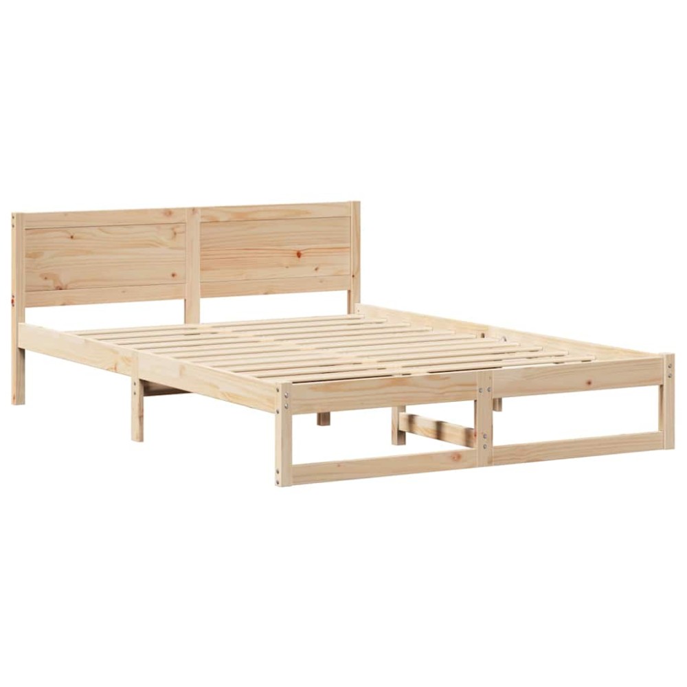 vidaXL Cadru de pat cu headboard Maro 140 x 200 cm Lemn masiv de pin