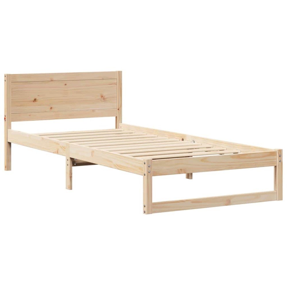 vidaXL Cadru de pat cu headboard Maro 90 x 200 cm Lemn masiv de pin